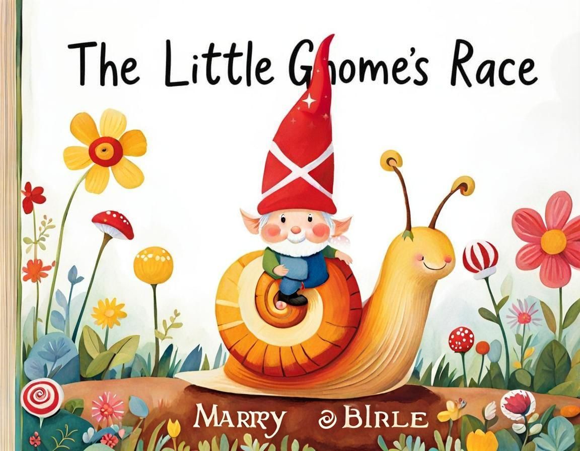 Gnome Rides Snail: Cottagecore Children's Illustration