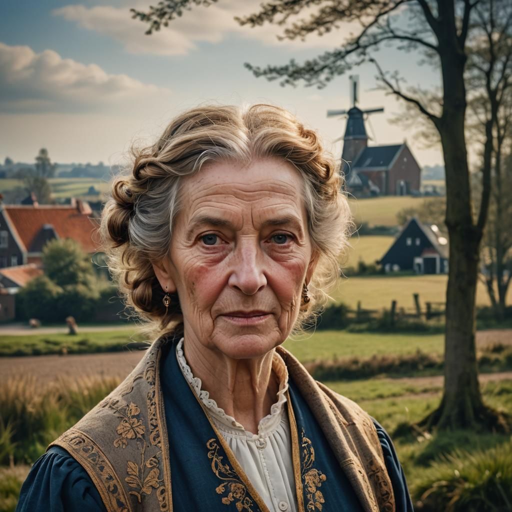 Dutch Realism Portrait of Woman in Traditional Dress
