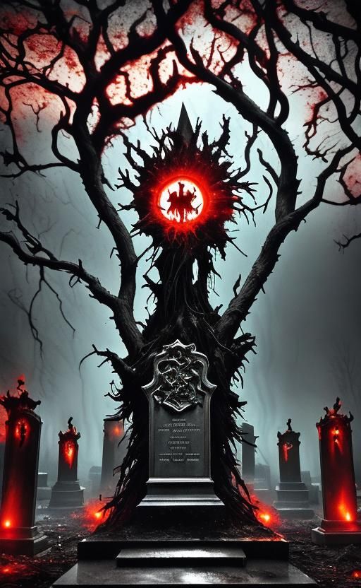 Gothic Horror Ghost Portrait in Graveyard