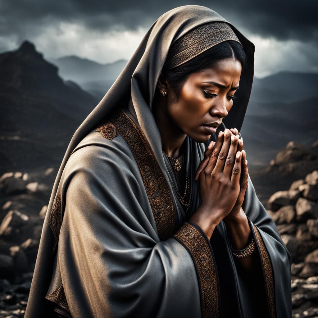 Woman's Prayer for Peace: Hyperrealistic Photography