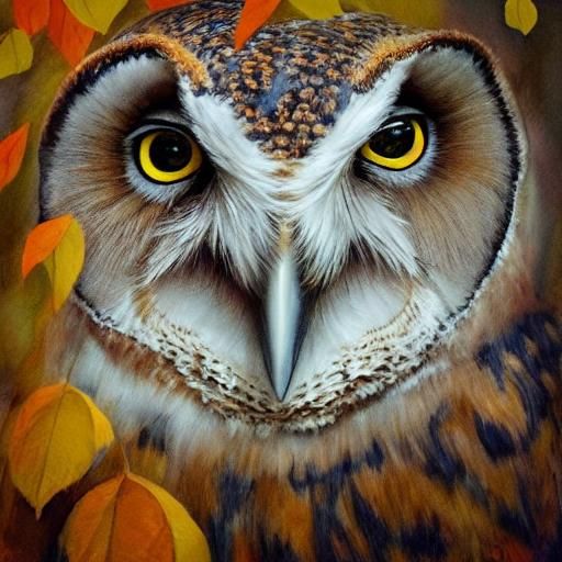 Whimsical Watercolor Barn Owl Portrait in Autumn