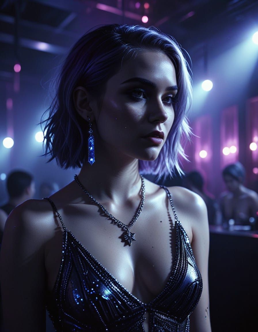 Gothic Nightclub Portrait in Digital Art Style