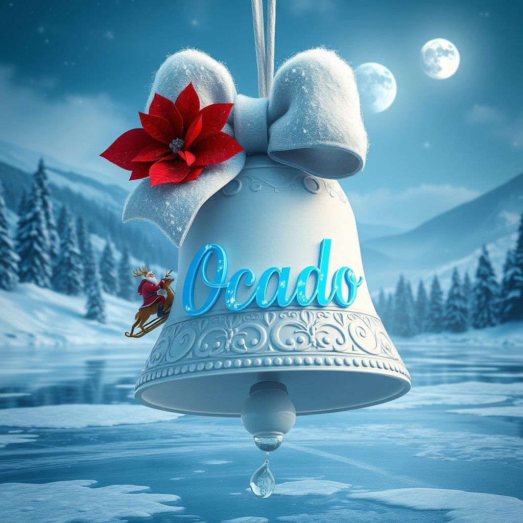 Christmas Bell with Santa Sleigh, 3D Render