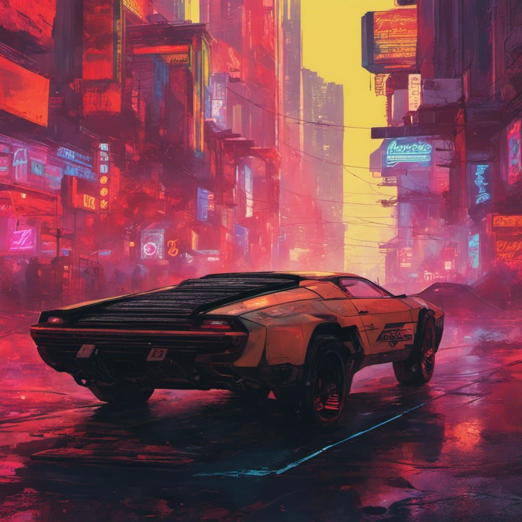Cyberpunk Wicked Innocence in Neon Cityscape