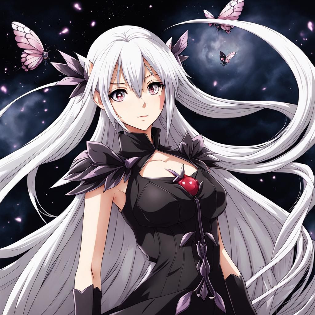 Evil White-Haired Fairy in Anime Style