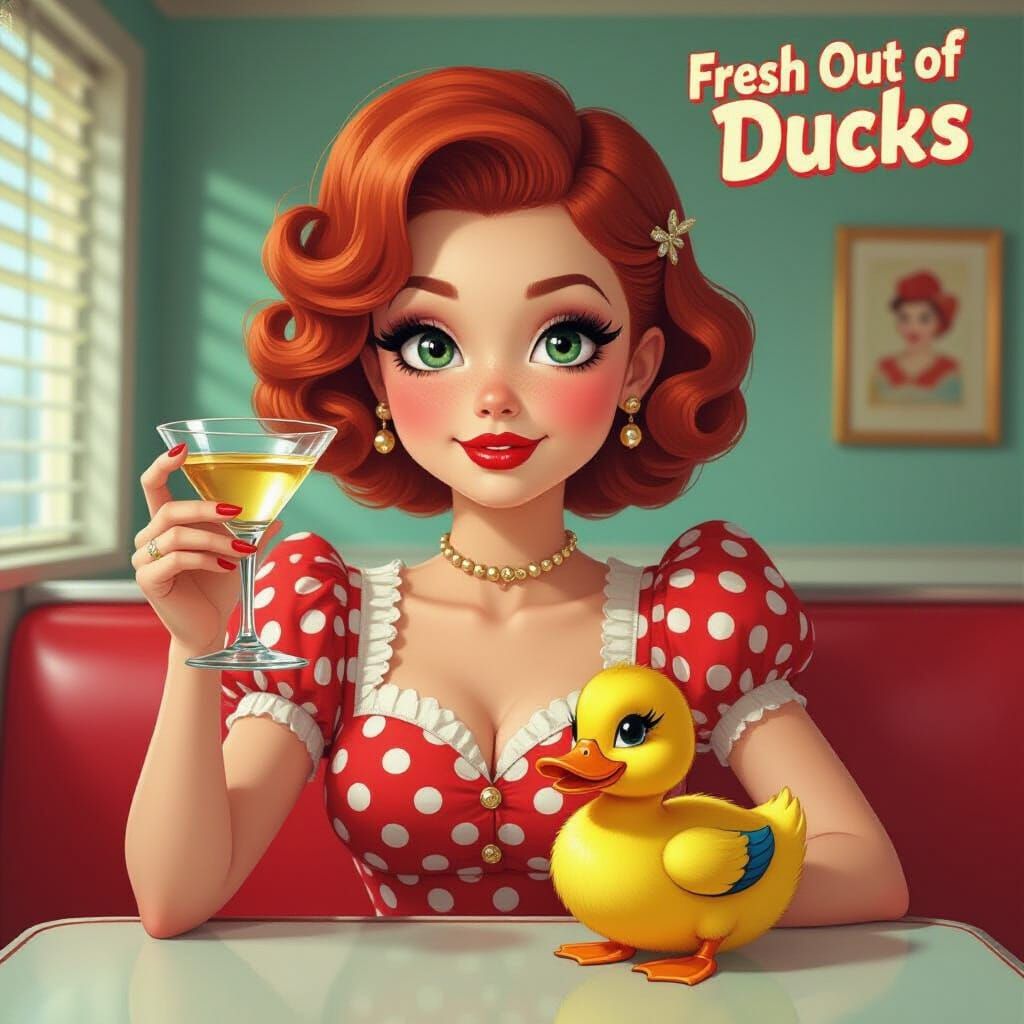 A delightful, whimsical cartoon illustration of a girl with ...