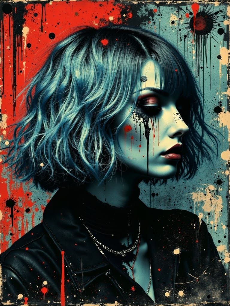 Gothic Abstract Portrait of a Melancholic Woman