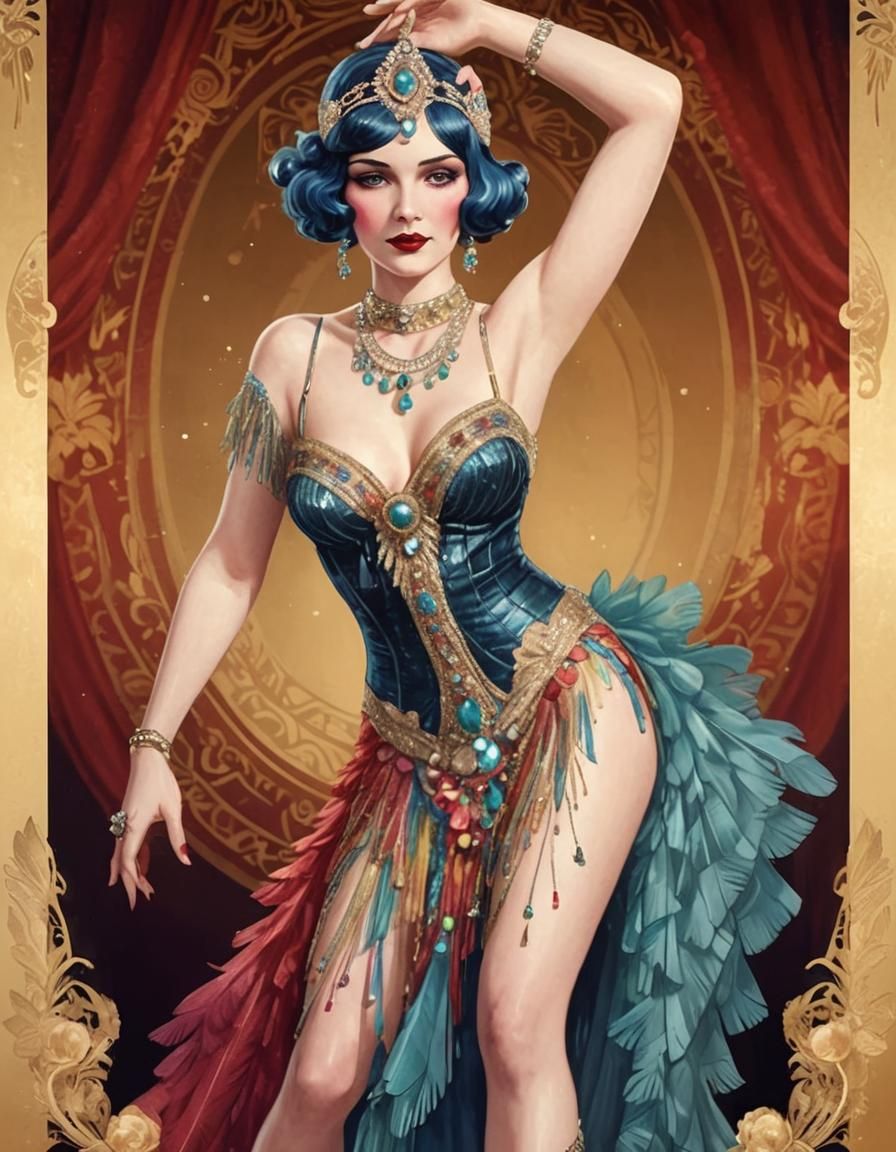 1920s Burlesque Star in Hyperrealistic Art