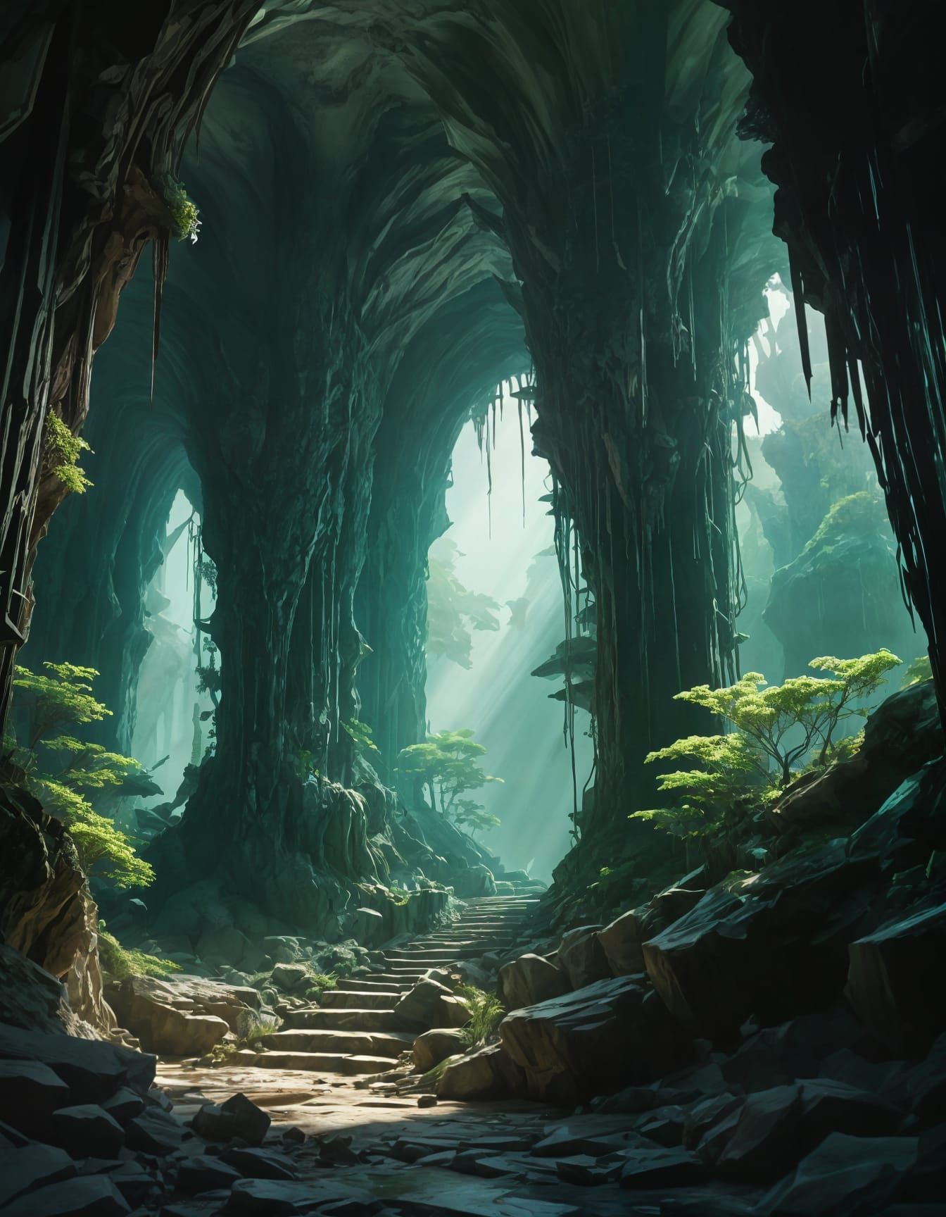 Emerald Cathedral in a Mystic Cavern