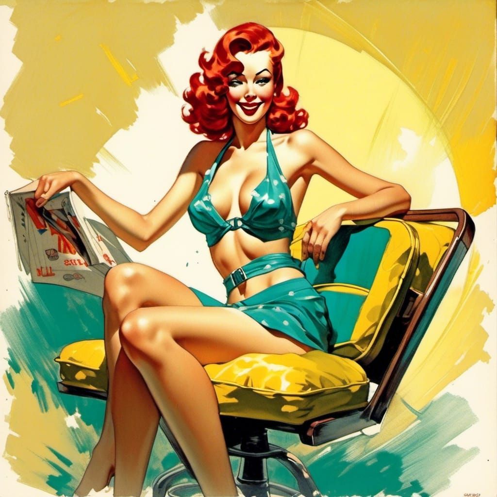 Vintage Pin-Up Girl in Pop Art Style