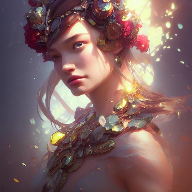 Spring Queen Portrait in Art Nouveau Style