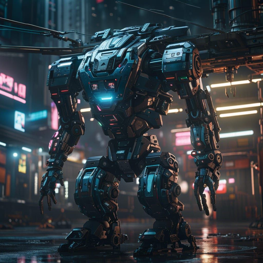 Cyberpunk Mech in Epic Cinematic Style