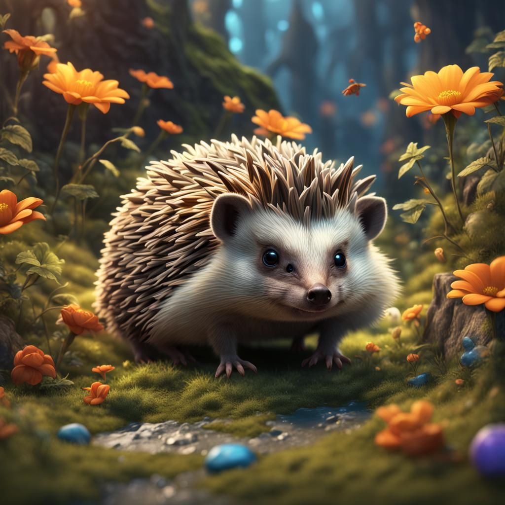 Fantastical Hedgehog in Detailed Matte Painting