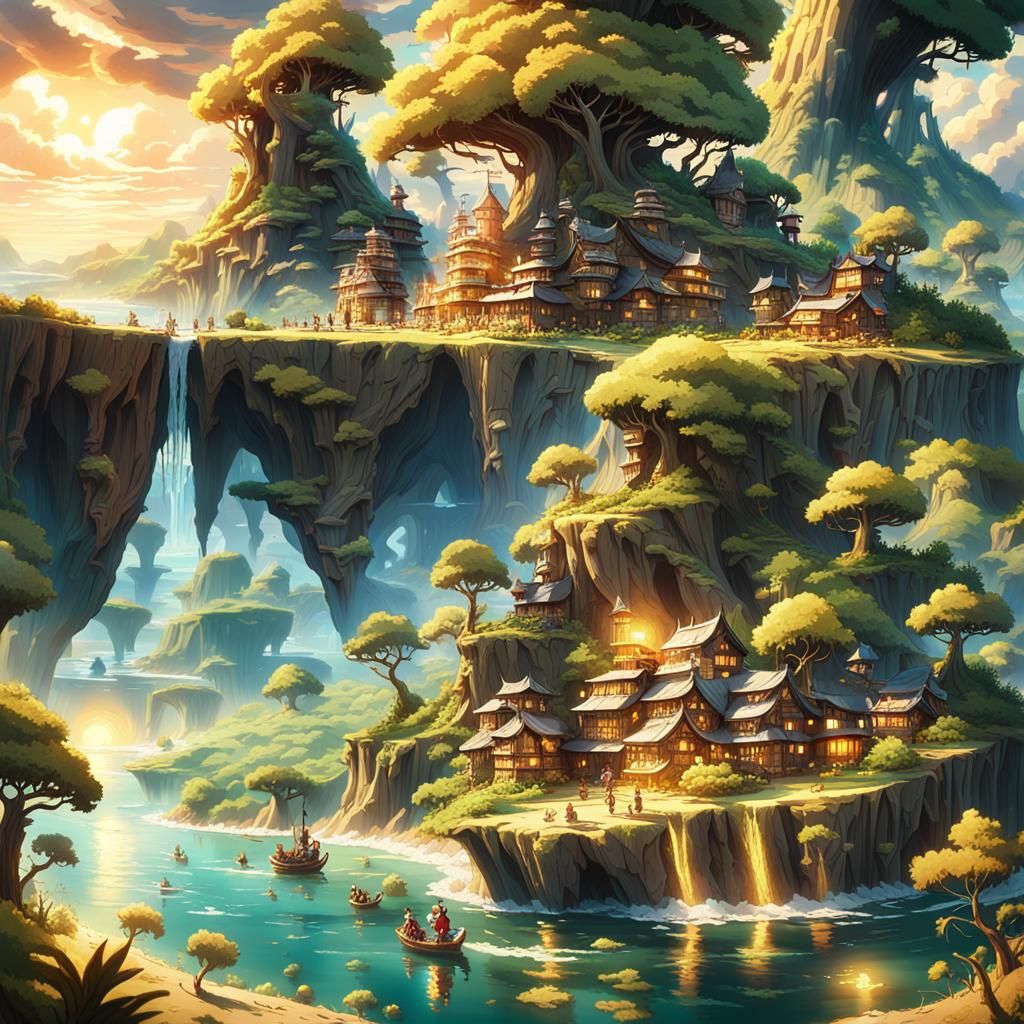 Luffy and Straw Hats Sail Floating Archipelago