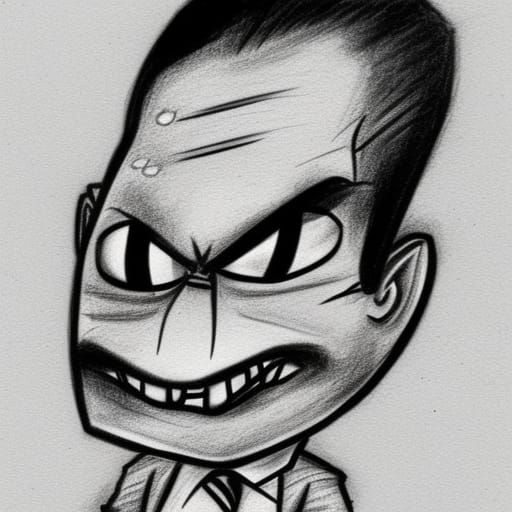 Ryan Reynolds Undead Chibi Caricature in Pencil Sketch Style