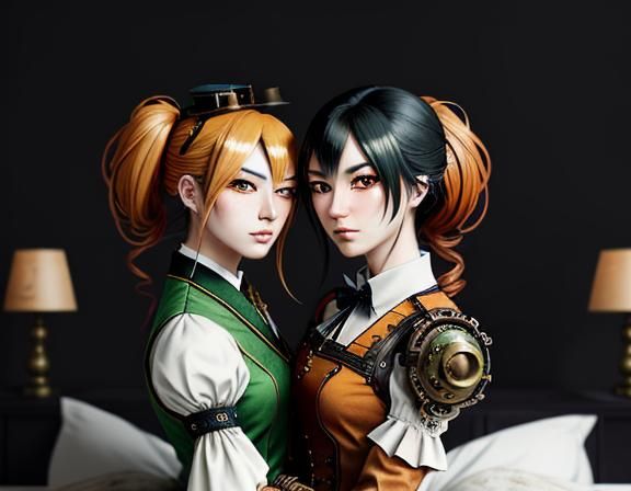 Steampunk Kemono Twins: Manga-Style Portrait