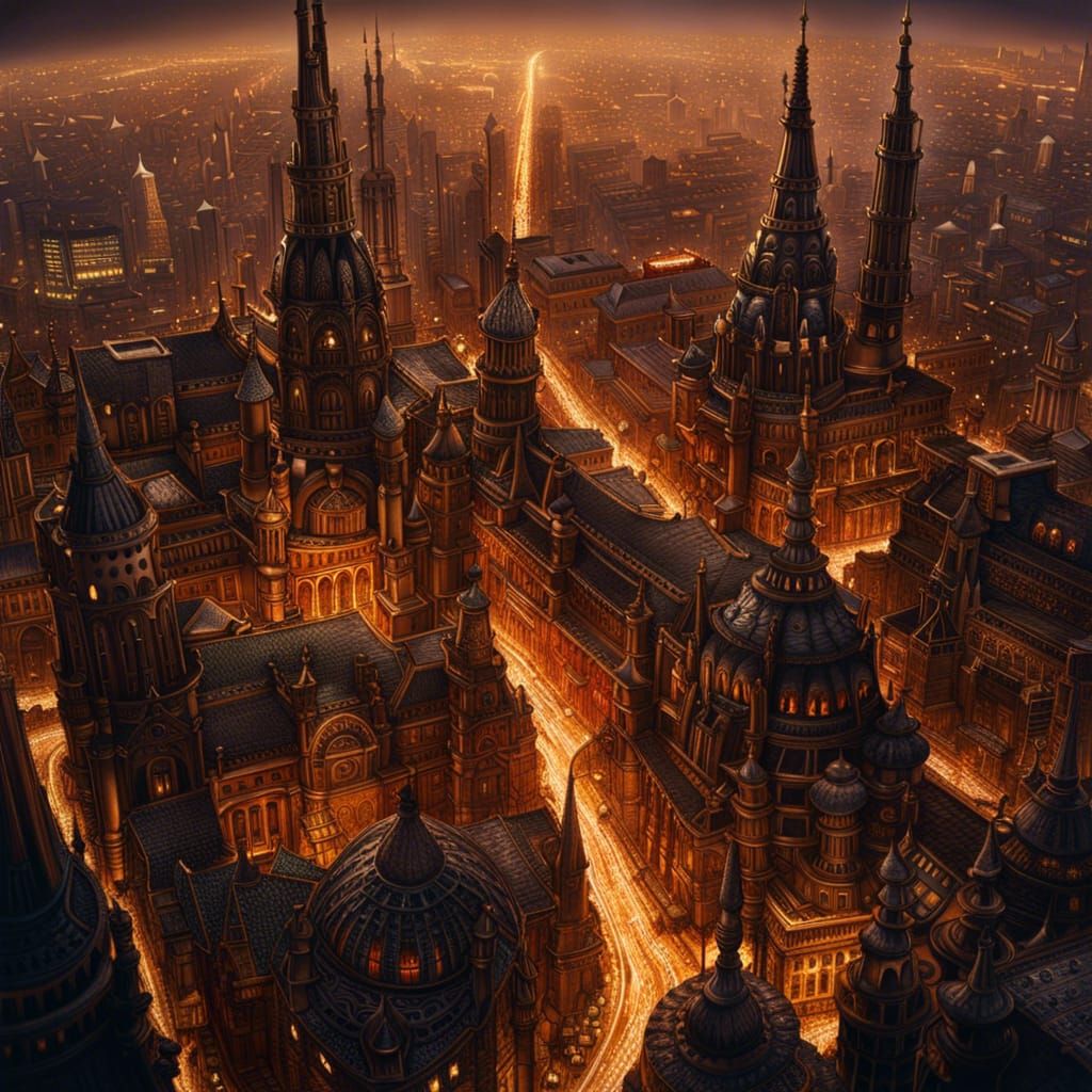 Epic Three-Layered Cityscape in Volumetric Lighting