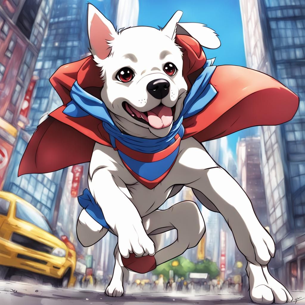 Anime Style Super Dog Illustration