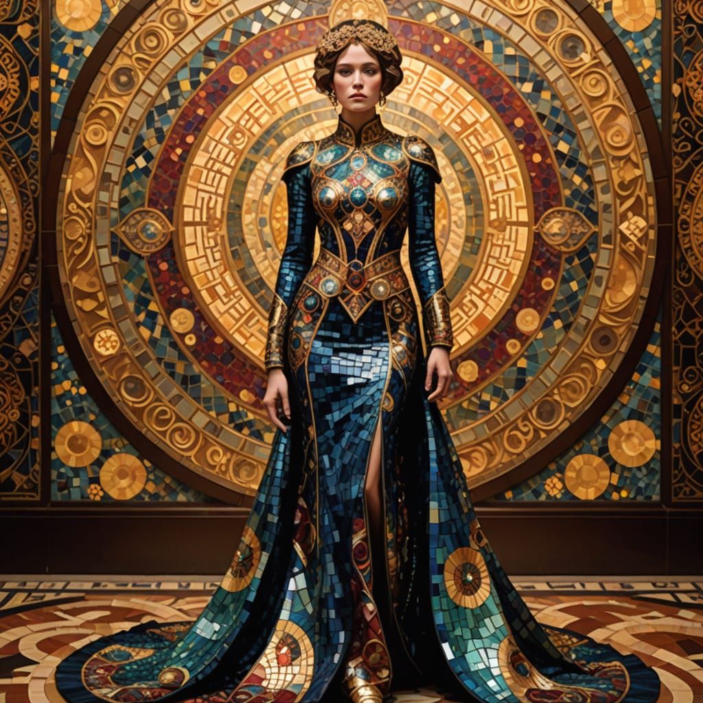 Opulent Gown in Byzantine Mosaic Style