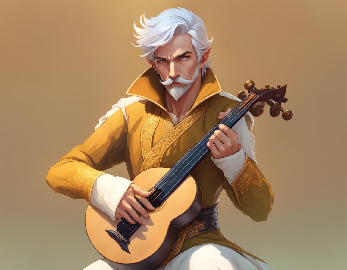 Elven Bard Portrait in Hyperdetailed Digital Art