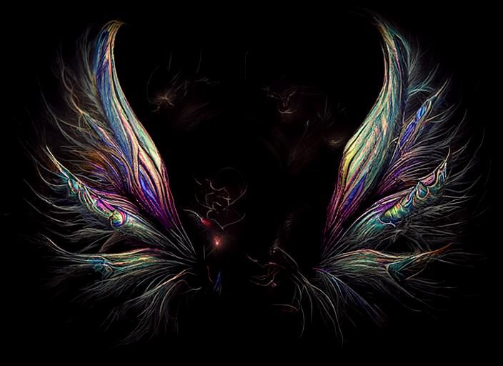 Fractal Dark Angel in Holographic Astral Illustration