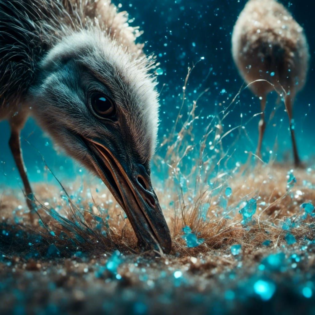 Ostrich Hides in Sand with Macabre Details