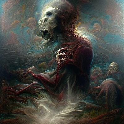 Sinister Cosmic Soul Hollowing in Mixed Media