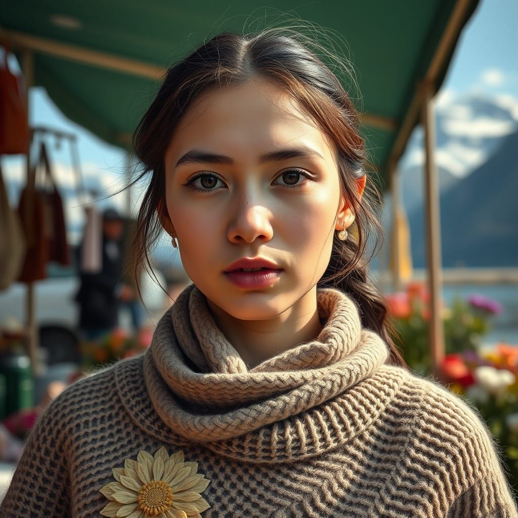 Andes Woman Tattoo Design in Flower Market