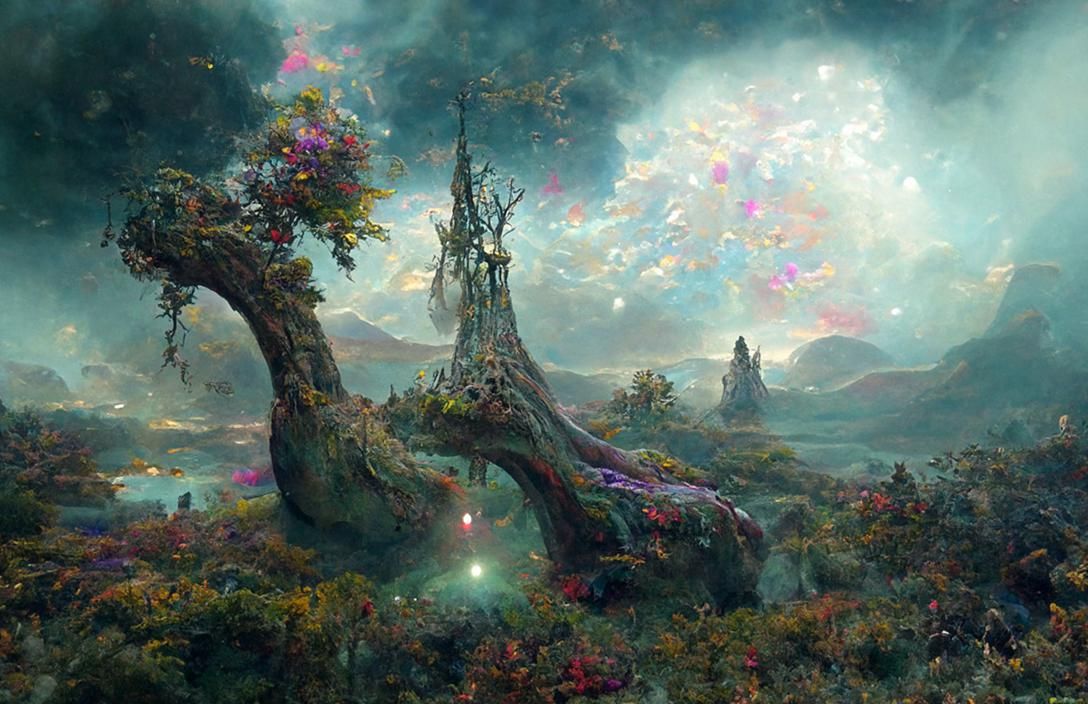 Enchanted Fairy Tree in Detailed Oil Painting