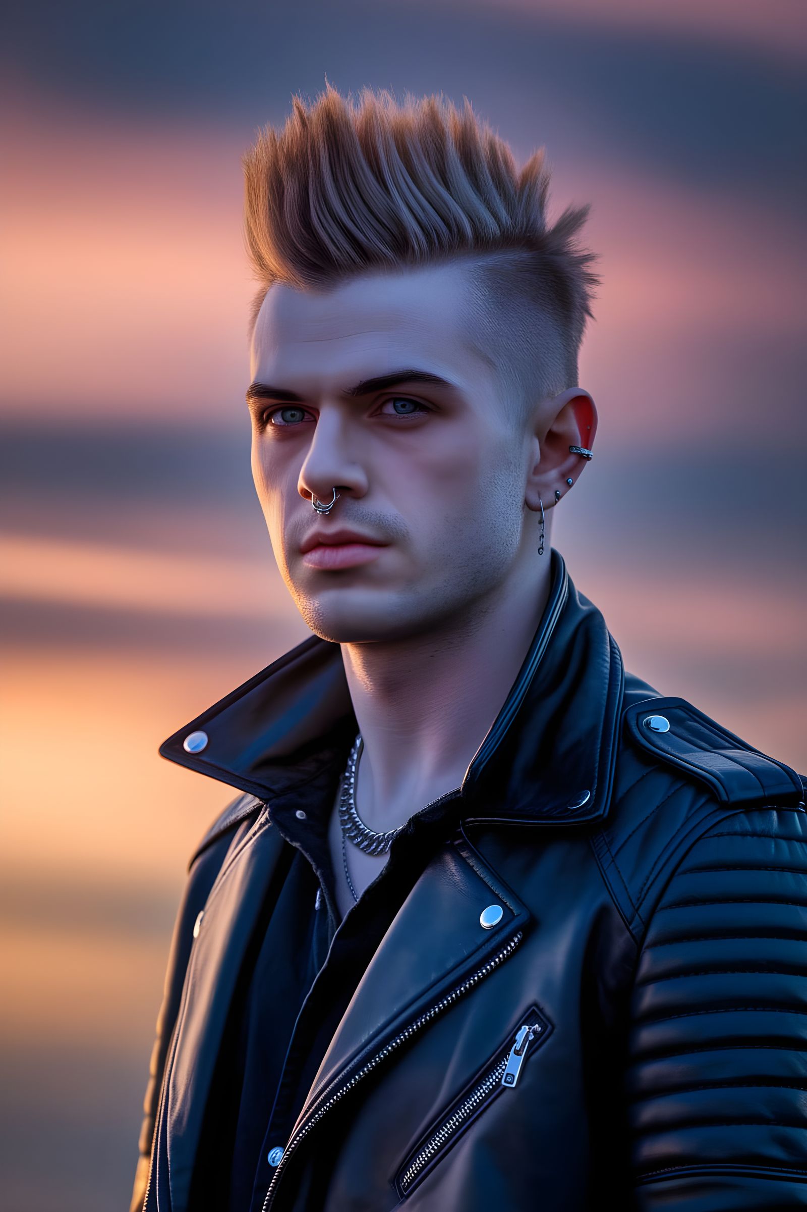 Vampire Punk Reclining in Warm Twilight