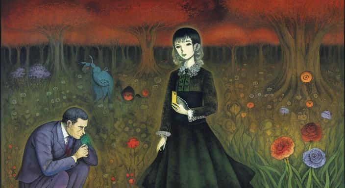 Swamp Flowers in Grotesque Surrealist Style