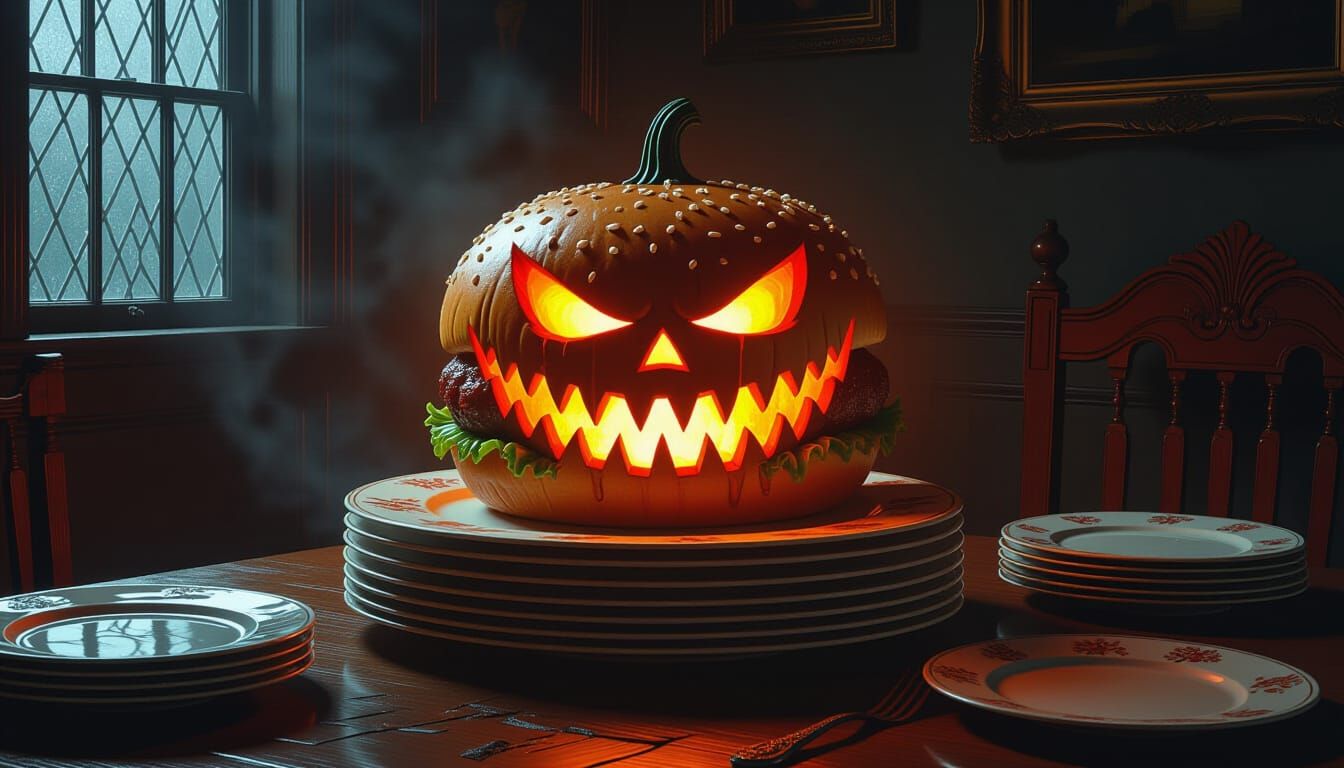 Sinister Hamburger Lantern in Victorian Study