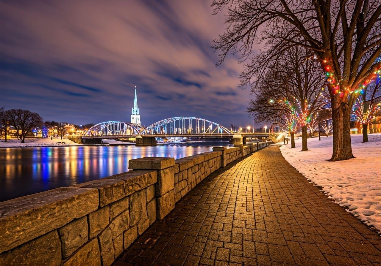 Winter Wonderland Along the River in Soft Focus