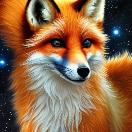 Pastel Fox in Surreal Fantasy Landscape