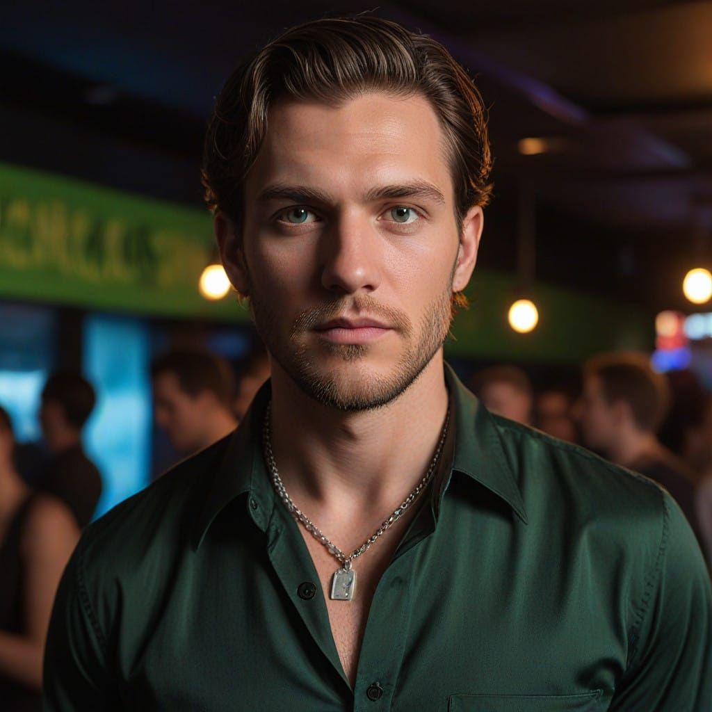 Confident Club Goer in Neon Light