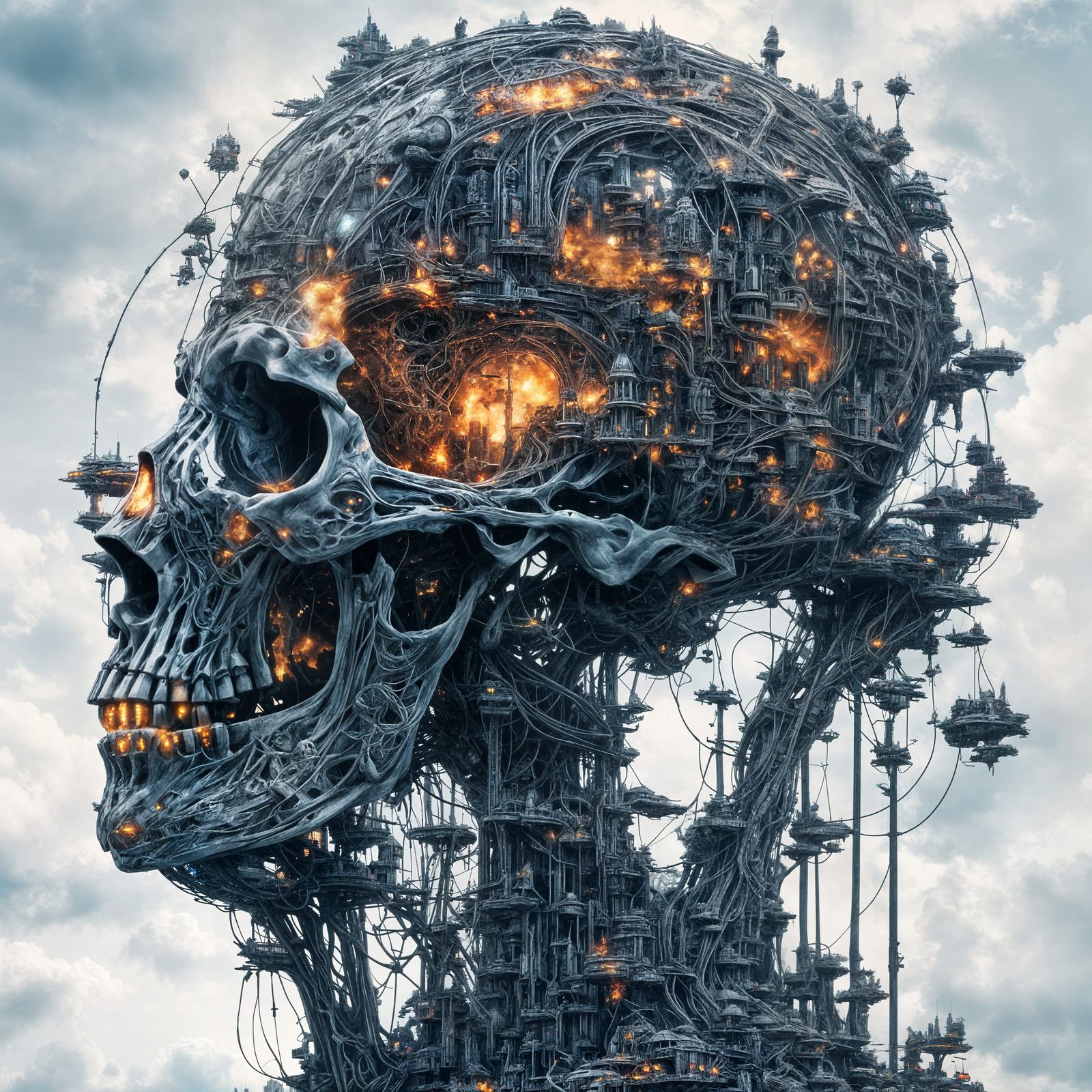 Cybertronian Skull Metropolis in Detailed CGI