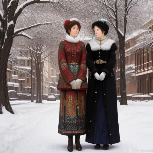 Snowstorm Aftermath in Art Nouveau Style