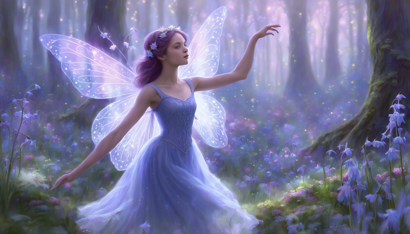 Ethereal Fairy Dance in Mystical Woodland Scene