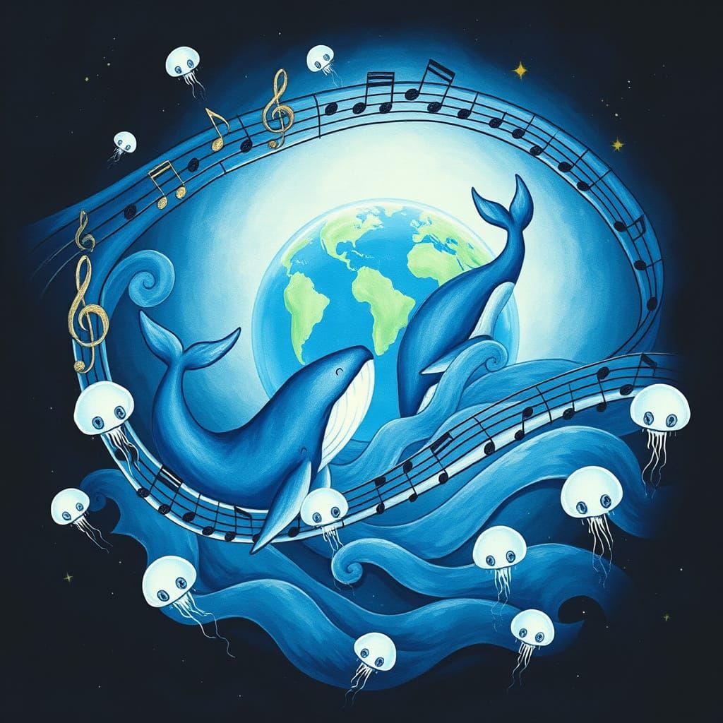 Whimsical Oceanic Symphony in Dreamy, Ethereal Colors