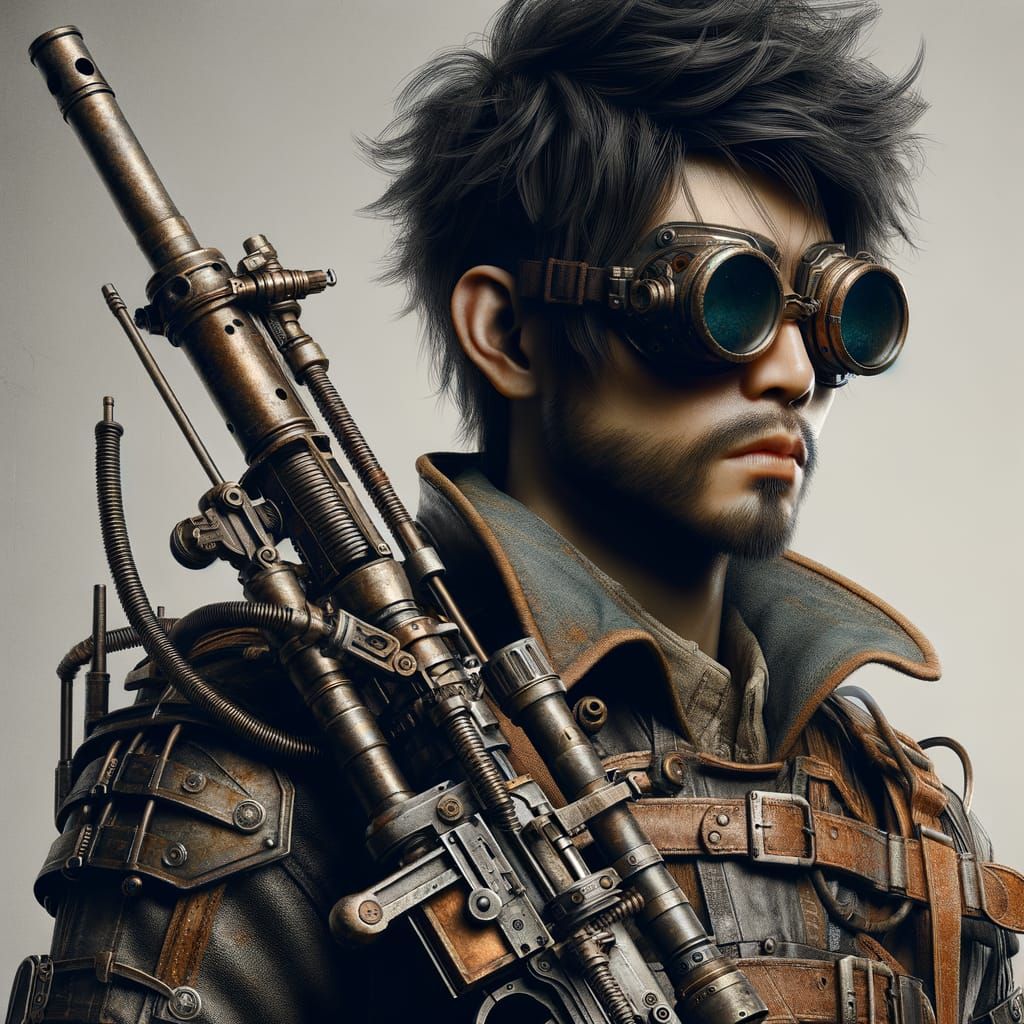 Steampunk Artificer with Rifle and Goggles