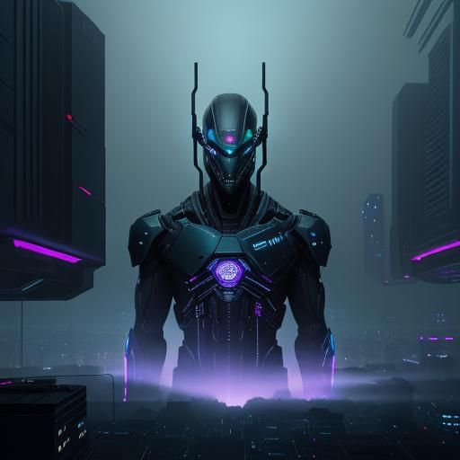 Cyberpunk Alien Made of Blue Steel Arpeggios