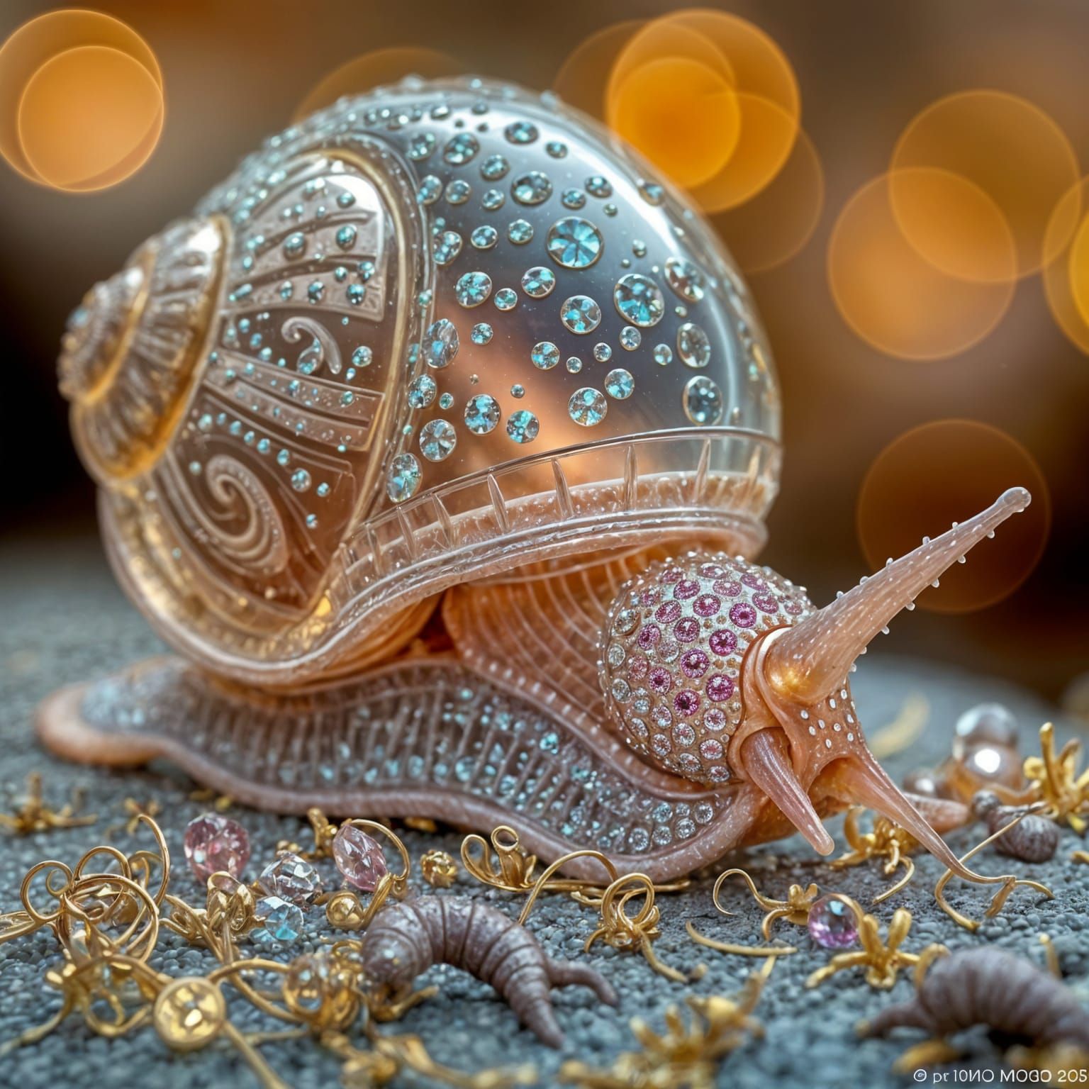 Vibrant Pink Snail with Diamond Accents in Whimsical Close-U...