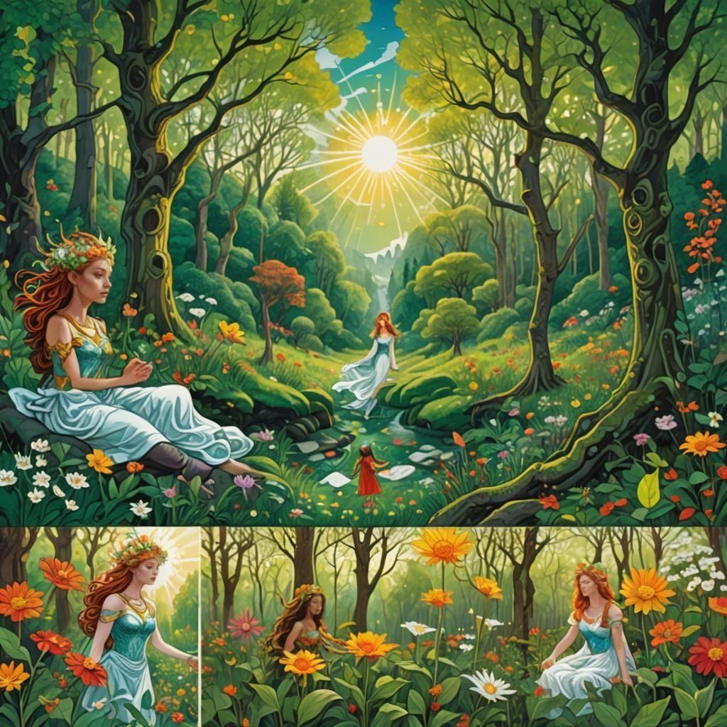 Four Seasons: Holographic Cosmic Illustration by Amaringo