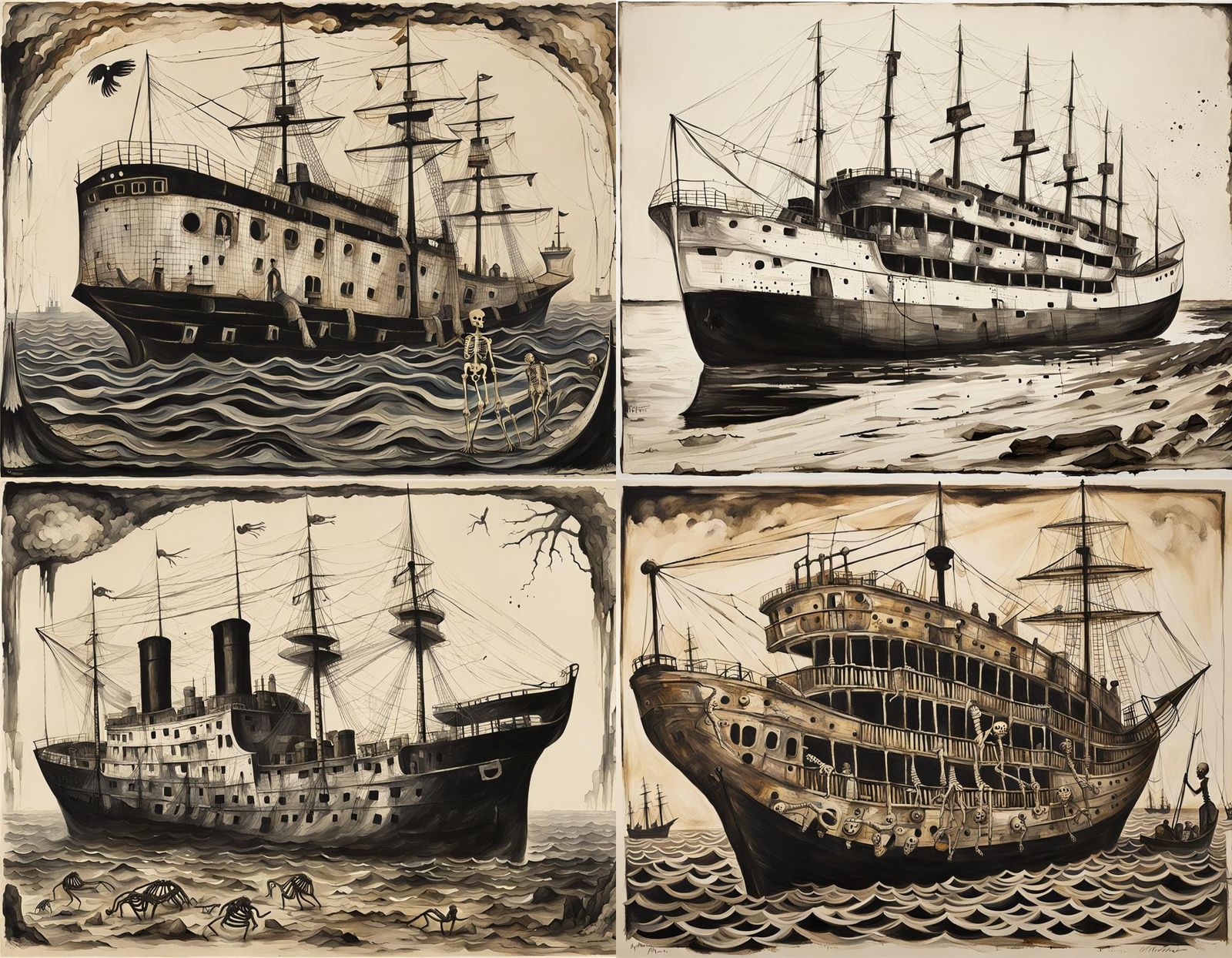 Surreal Abandoned Ship with Skeleton Crew