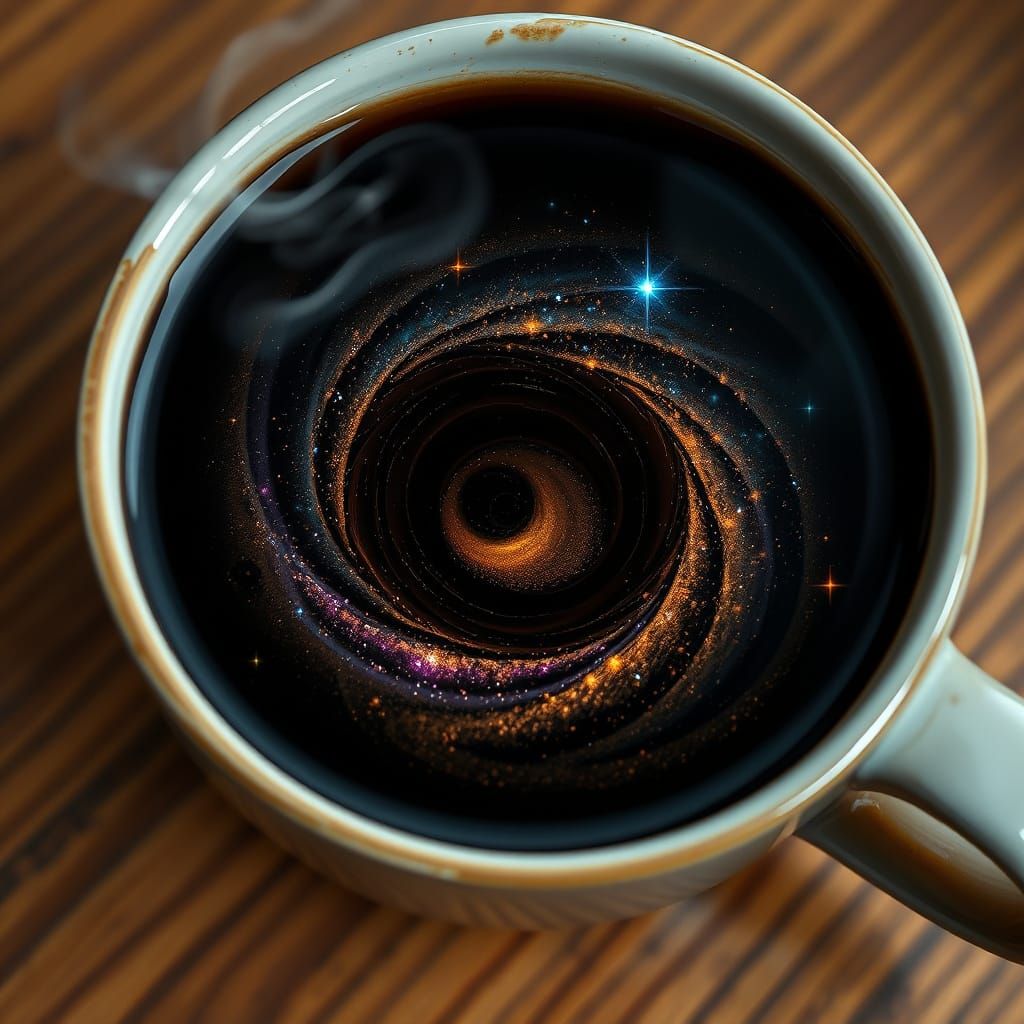 Swirling Galaxy in a Ceramic Coffee Cup