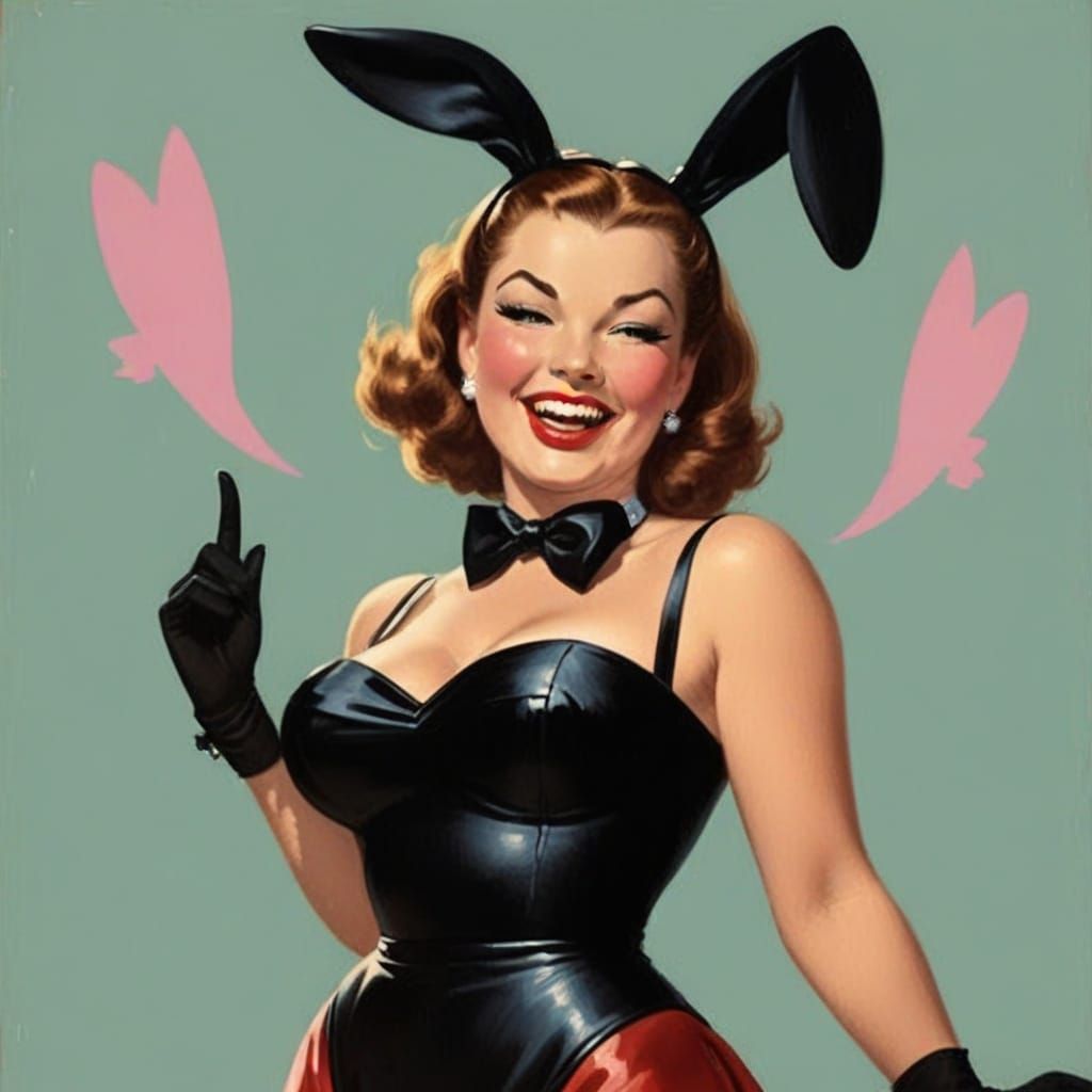 Playboy Bunny in 1950s Pin-Up Style