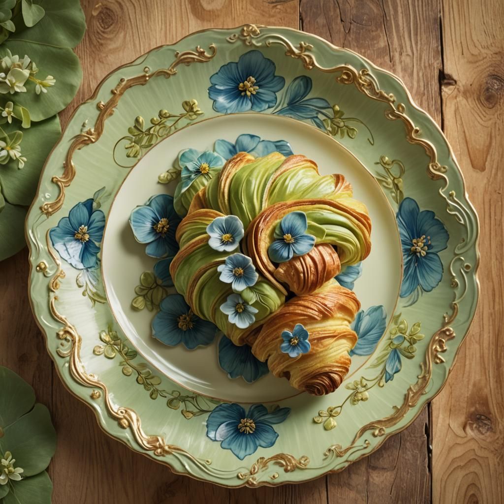 Pistachio Croissant Concept Art in 8K
