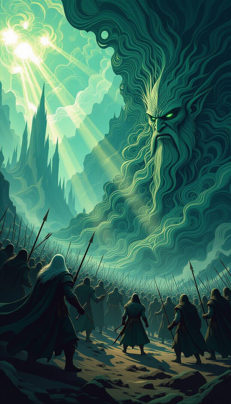 Elven Battle Scene: Hobbits Face Orc Horde