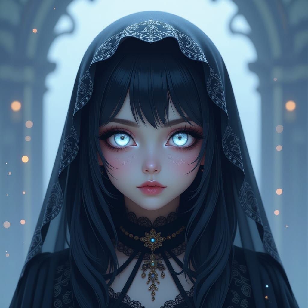 Ghostly Girl Portrait in Goth Punk Style