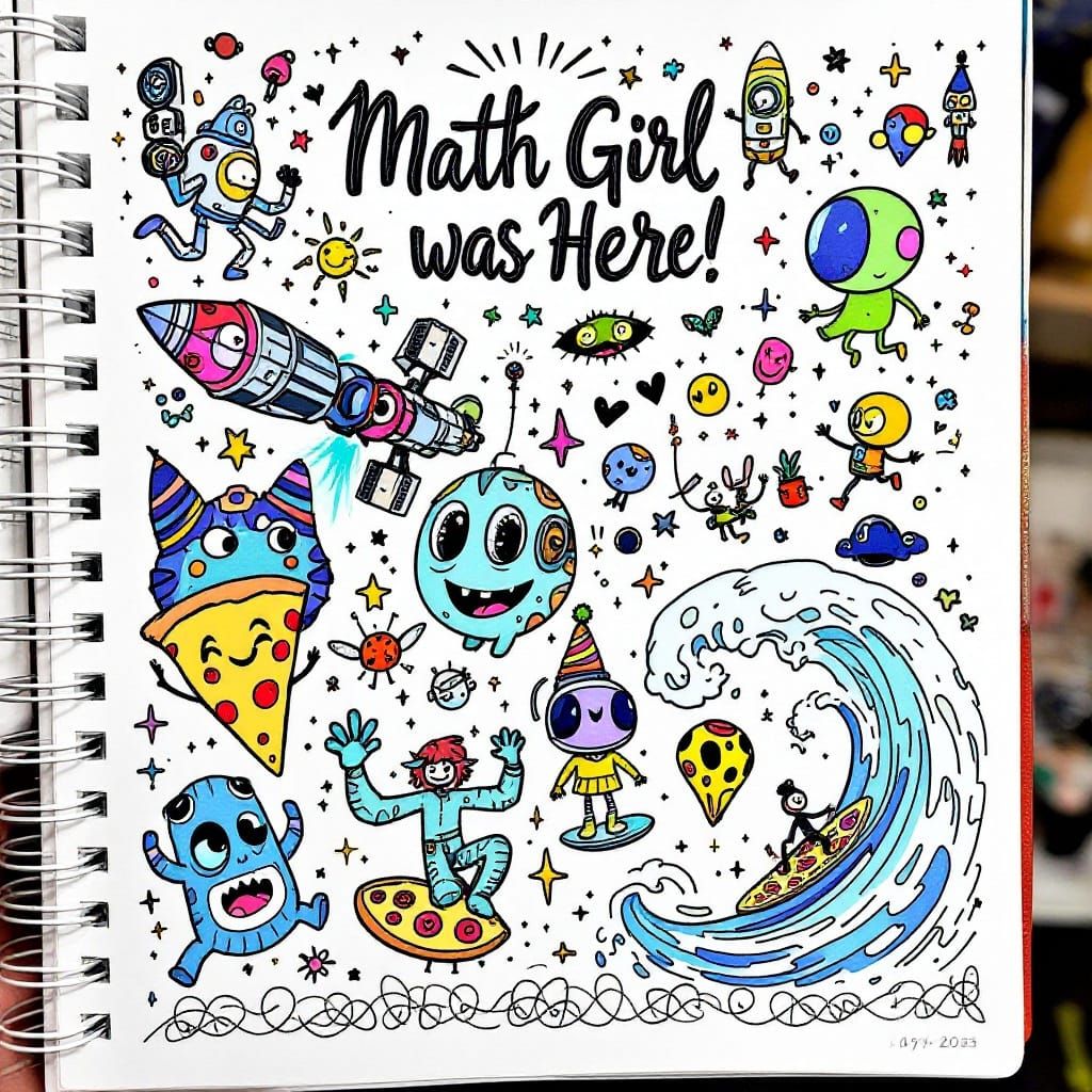 Whimsical Doodles on Notebook Paper in Sketchbook Style